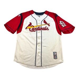 St. Louis Cardinals Jersey Mens Large White Red MLB Baseball Edmonds 15 Majestic